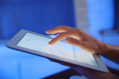 touching a tablet for telehealth, dietitians on demand, richmond va